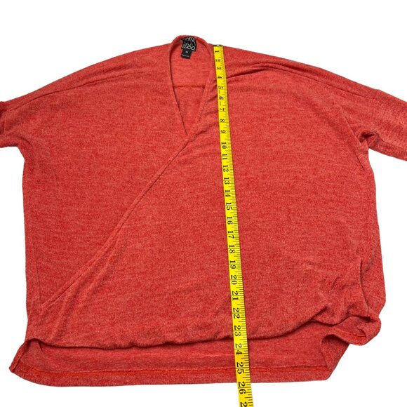 Clara Sun Woo Sweater Womens Orange V Neck Faux Wrap Pullover Made in USA Sz XS - Picture 6 of 7
